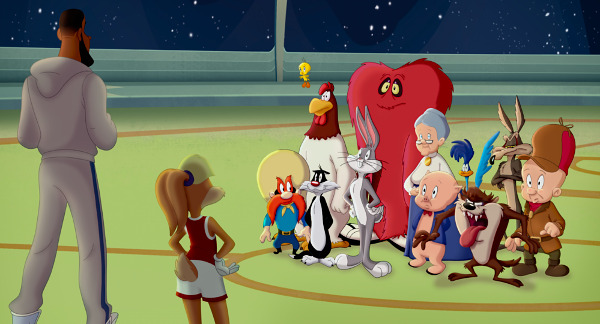 LeBron James, Lola Bunny, Yosemite Sam, Sylvester, Bugs Bunny, Porky Pig, Tasmanian Devil, Elmer Fudd, Tweety Bird, Foghorn Leghorn, Gossamer, Granny, Road Runner, Wile E. Coyote